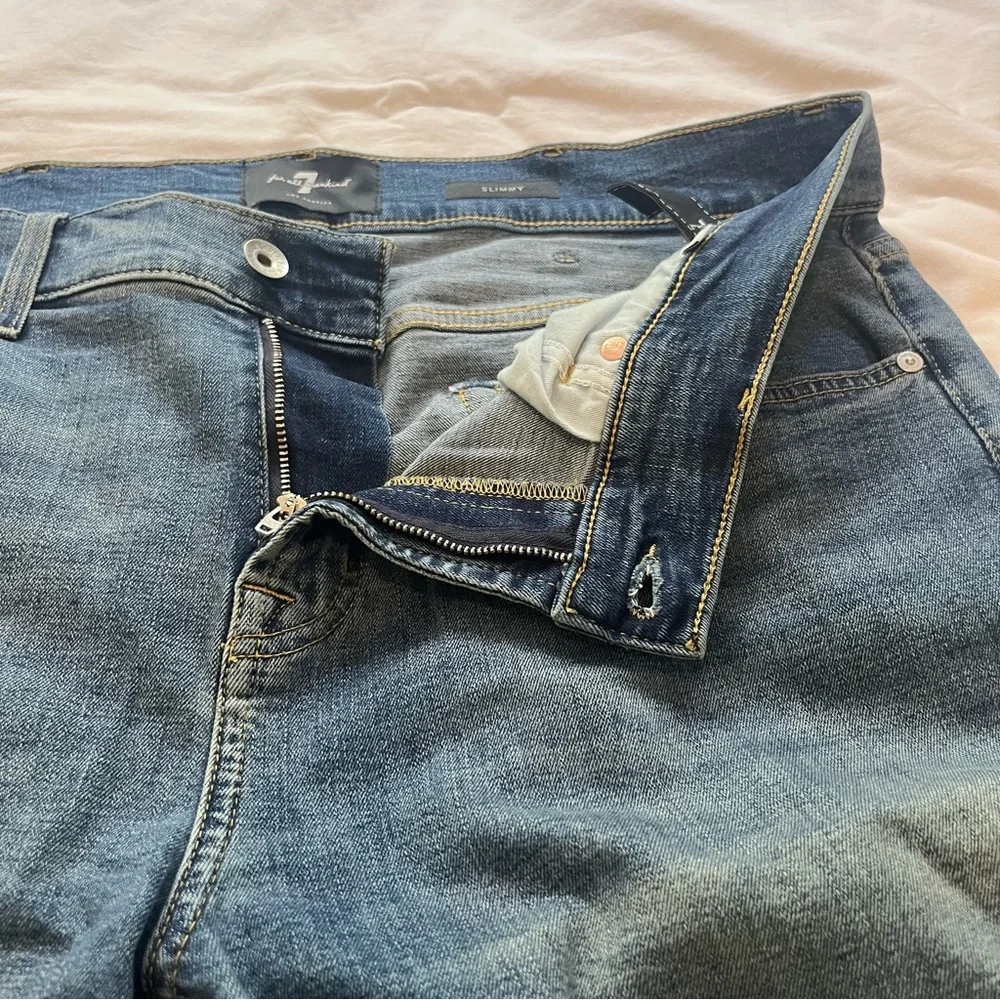 7 For All Mankind Slimmy Straight Leg Blue Jeans 36 - Picture 9 of 12